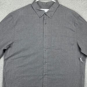 Old Navy Button Down Shirt‎ Adult 2XL Grey Casual Slim Fit Long Sleeve Mens NEW